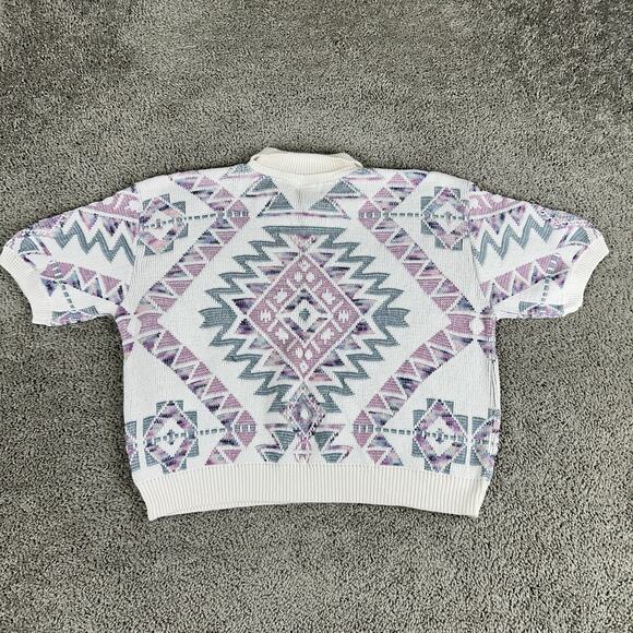 Vintage Alfred Dunner Sweater Womens 44 Aztec Knit Short Sleeve Made USA 90s - Picture 6 of 10